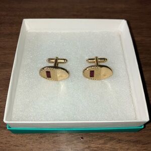 Gold with maroon stone Cuff Links